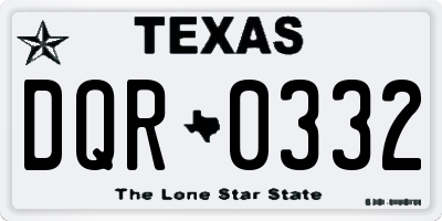 TX license plate DQR0332