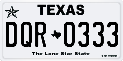 TX license plate DQR0333