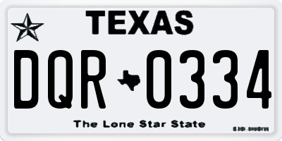 TX license plate DQR0334