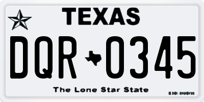 TX license plate DQR0345