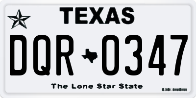 TX license plate DQR0347