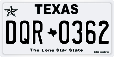 TX license plate DQR0362