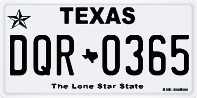 TX license plate DQR0365