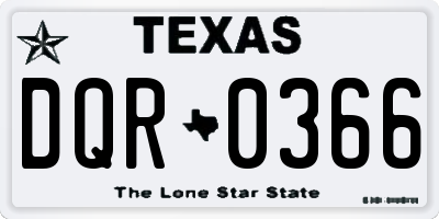 TX license plate DQR0366