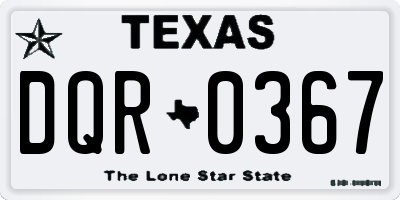 TX license plate DQR0367