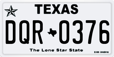 TX license plate DQR0376