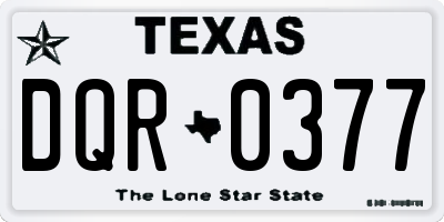 TX license plate DQR0377