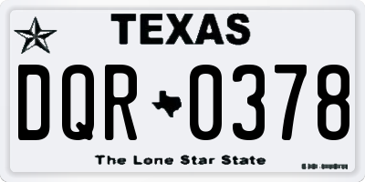 TX license plate DQR0378