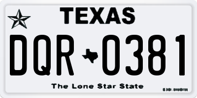 TX license plate DQR0381