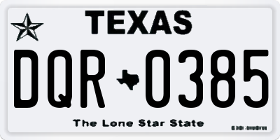 TX license plate DQR0385