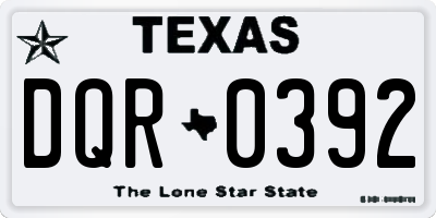 TX license plate DQR0392