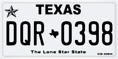 TX license plate DQR0398