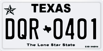 TX license plate DQR0401