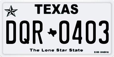 TX license plate DQR0403
