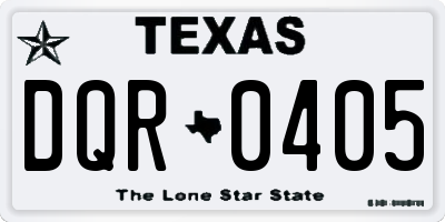 TX license plate DQR0405