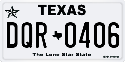 TX license plate DQR0406