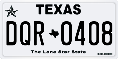 TX license plate DQR0408