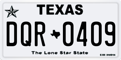 TX license plate DQR0409