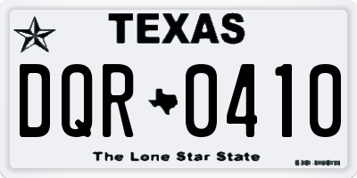 TX license plate DQR0410
