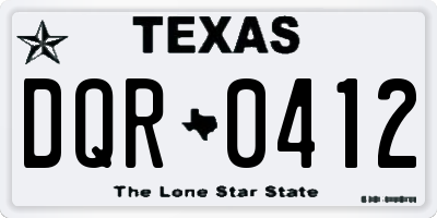 TX license plate DQR0412