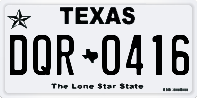 TX license plate DQR0416