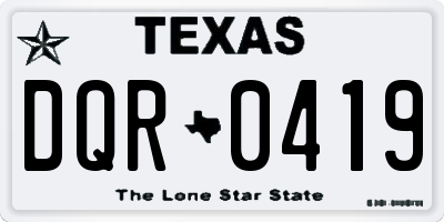 TX license plate DQR0419