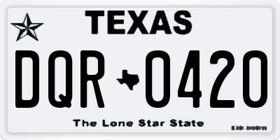 TX license plate DQR0420