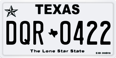 TX license plate DQR0422