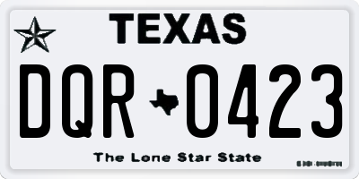 TX license plate DQR0423
