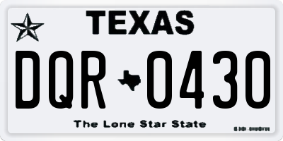 TX license plate DQR0430