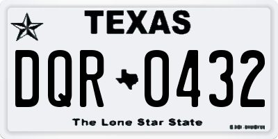 TX license plate DQR0432