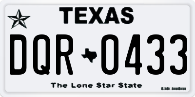 TX license plate DQR0433