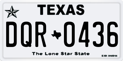 TX license plate DQR0436