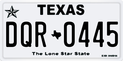 TX license plate DQR0445
