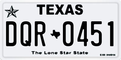 TX license plate DQR0451