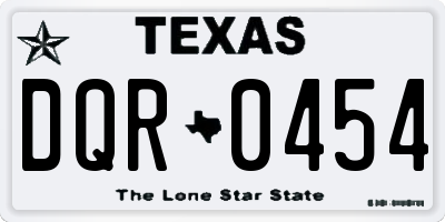 TX license plate DQR0454