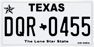 TX license plate DQR0455