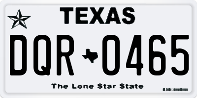 TX license plate DQR0465