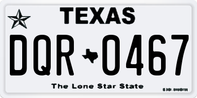 TX license plate DQR0467