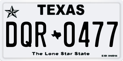 TX license plate DQR0477