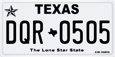 TX license plate DQR0505
