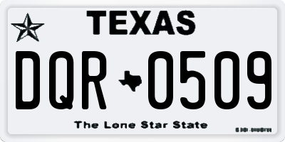 TX license plate DQR0509