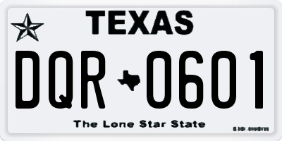 TX license plate DQR0601
