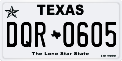 TX license plate DQR0605