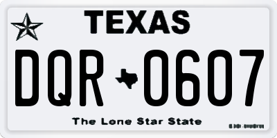 TX license plate DQR0607
