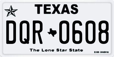 TX license plate DQR0608