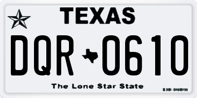 TX license plate DQR0610