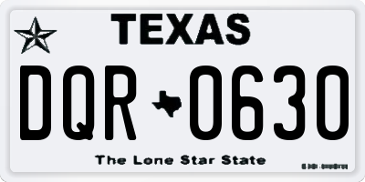 TX license plate DQR0630