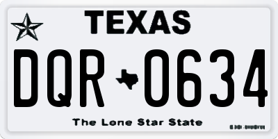 TX license plate DQR0634