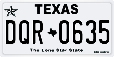 TX license plate DQR0635